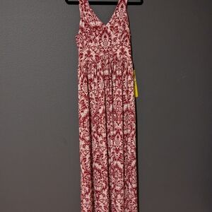 Elegant Red and White Maxi Dress